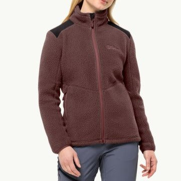 Jack Wolfskin Kammweg Pile Fz W, Trekking-Fleecejacke Damen, dark maroon