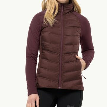 Jack Wolfskin Tasman Down Hybrid W, Daunenjacke Damen, dark maroon