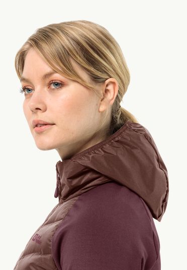 Jack Wolfskin Tasman Down Hybrid W, Daunenjacke Damen, dark maroon