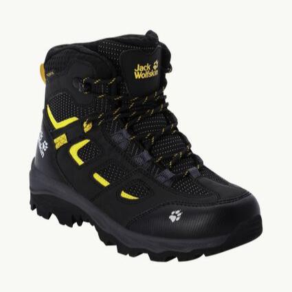 Jack Wolfskin VOJO Texapore Mid Wasserdichte Wanderschuhe Kinder, black / burly yellow