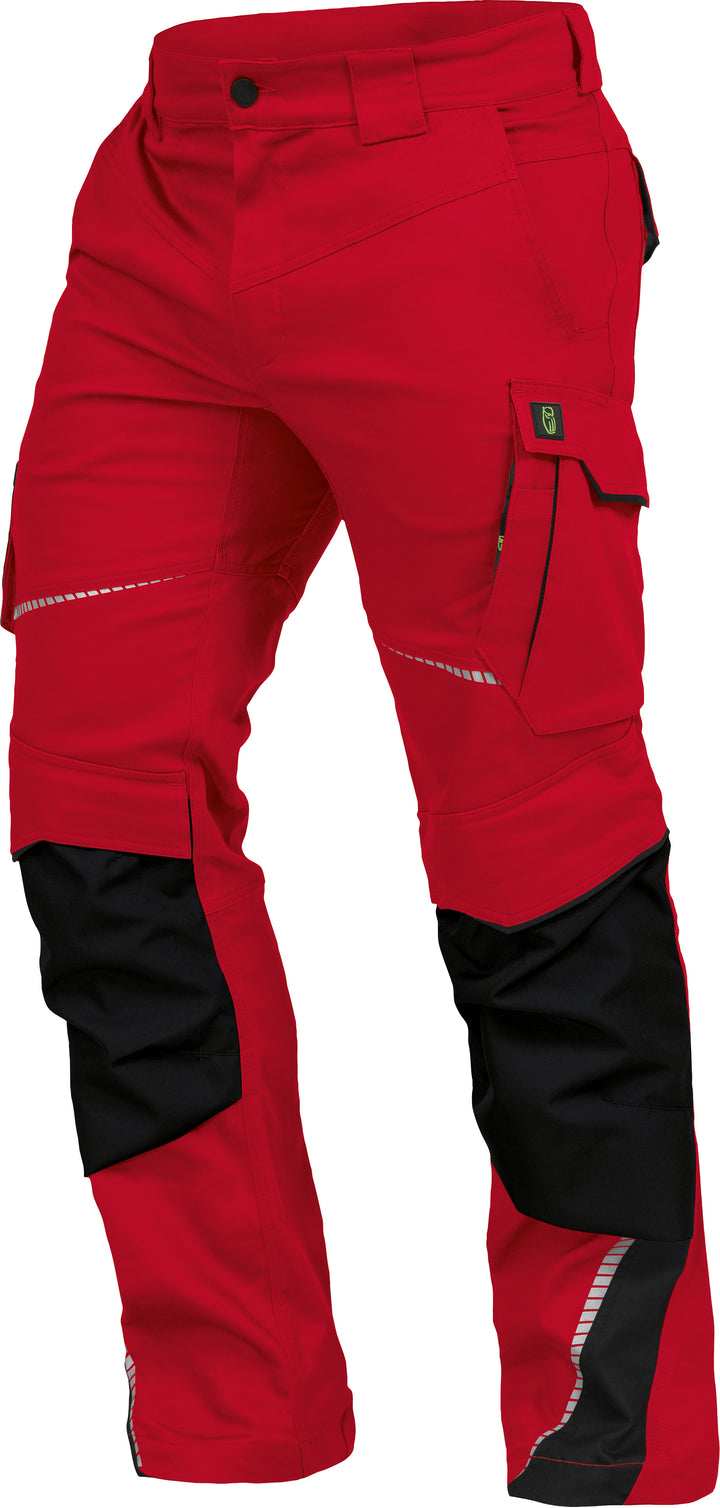 LEIBWÄCHTER Arbeitshose Flex-Line Herren, Bundhose, rot-schwarz