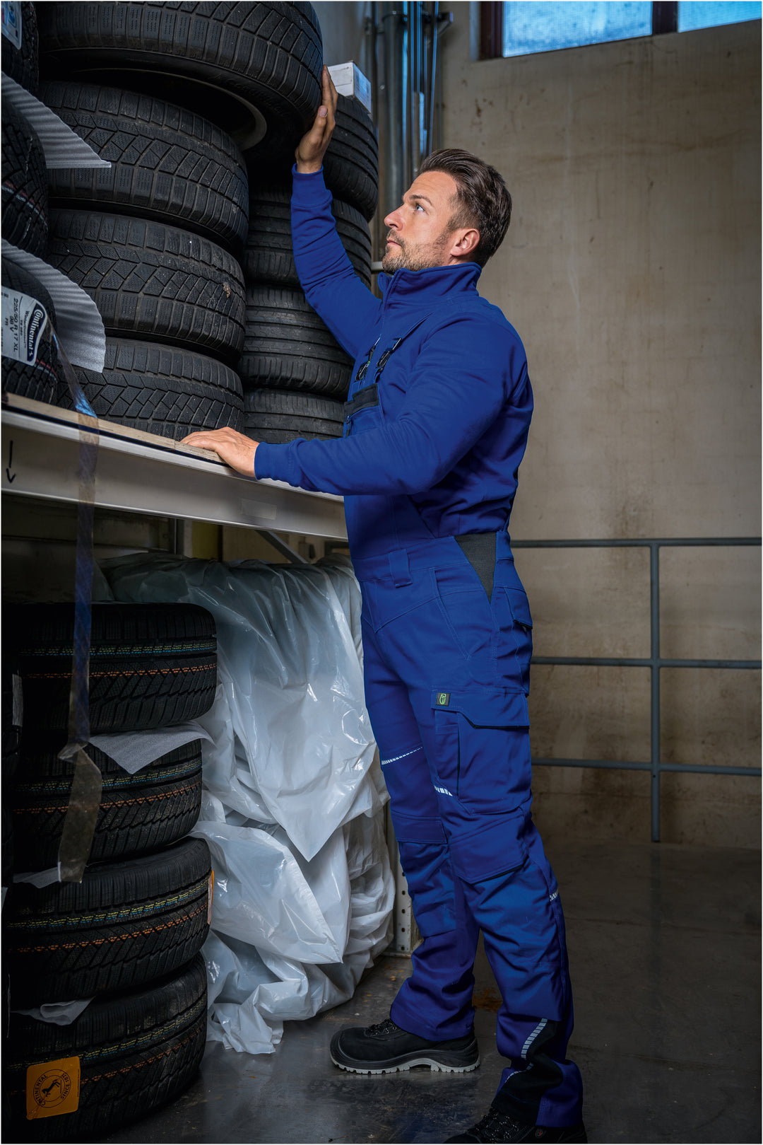 LEIBWÄCHTER Latzhose Flex-Line Herren, kornblau-schwarz