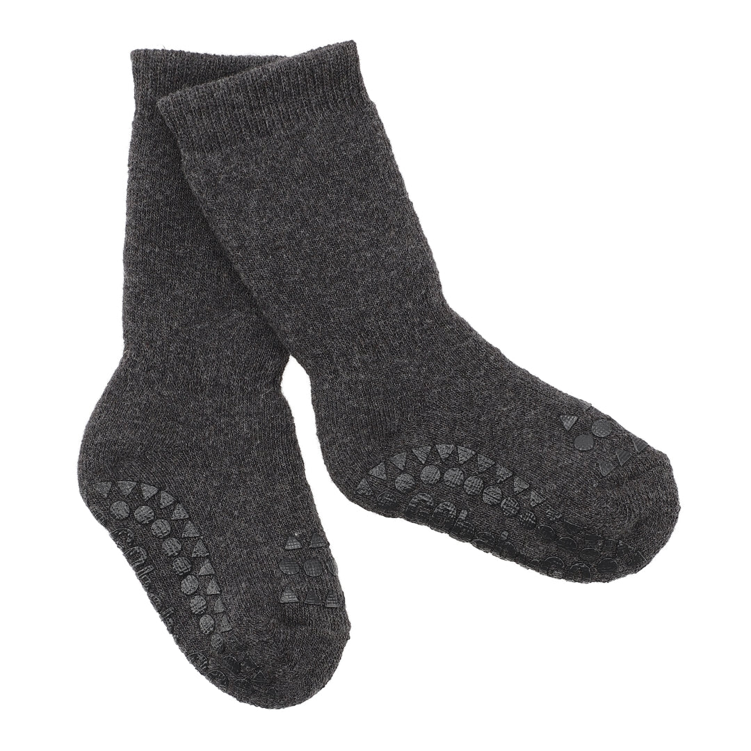 GoBabyGo Rutschfeste Socken Bio-Baumwolle - Dark grey melange