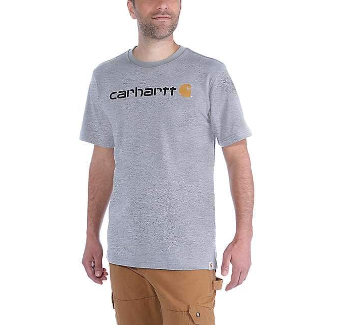 carhartt RELAXED FIT HEAVYWEIGHT SHORT-SLEEVE LOGO GRAPHIC T-SHIRT, heather gray