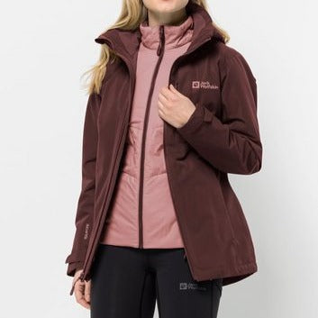 Jack Wolfskin Bergland 3in1 Jkt W, 3 in 1 Jacke Damen, dark maroon