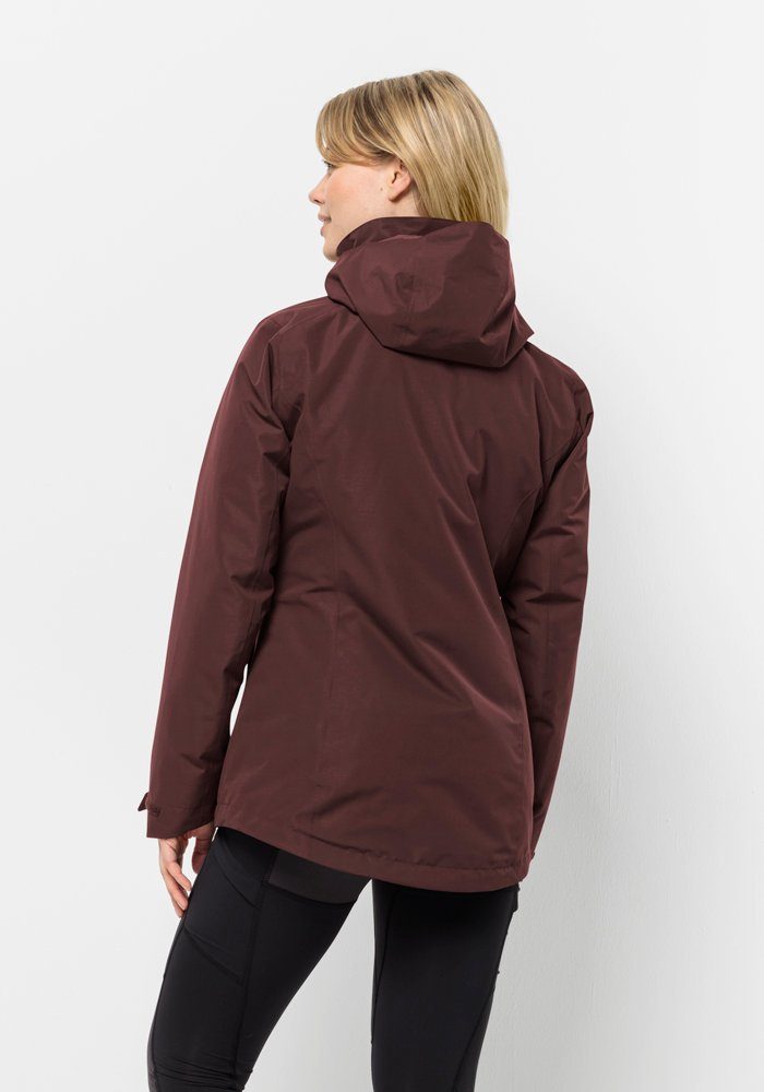 Jack Wolfskin Bergland 3in1 Jkt W, 3 in 1 Jacke Damen, dark maroon