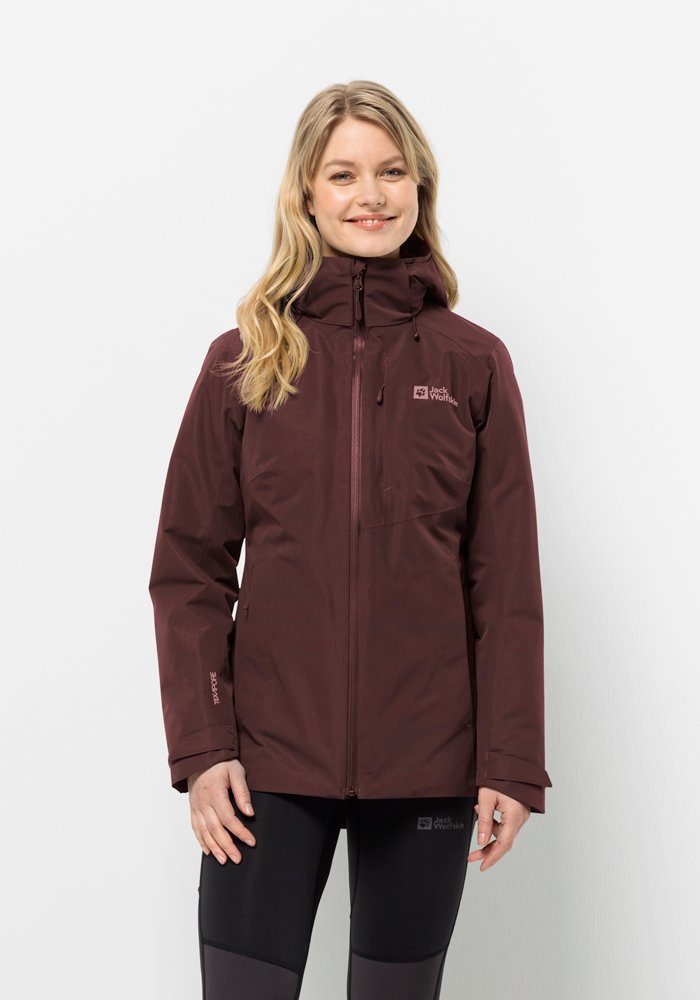 Jack Wolfskin Bergland 3in1 Jkt W, 3 in 1 Jacke Damen, dark maroon